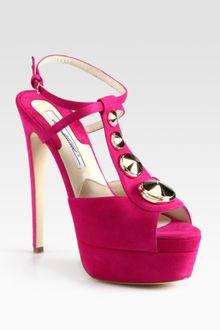 Brian Atwood Clizia Suede Tstrap Platform Sandals - Lyst