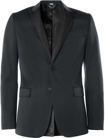 Burberry Navy Wool and Cottonblend Tuxedo Jacket - Lyst