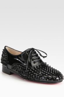 Christian Louboutin Freddy Studded Patent Leather Laceup Oxfords - Lyst