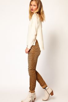 Current/Elliott Current Elliot Rolled Skinny in Camel Leopard Cord - Lyst
