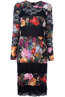 Dolce & Gabbana Floral and Lace Panel Dress - Lyst