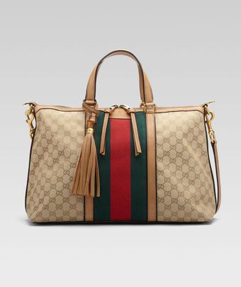 Gucci Rania Canvas Top Handle Bag - Lyst