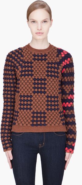 Kenzo Brown Combo Textured Sweater - Lyst
