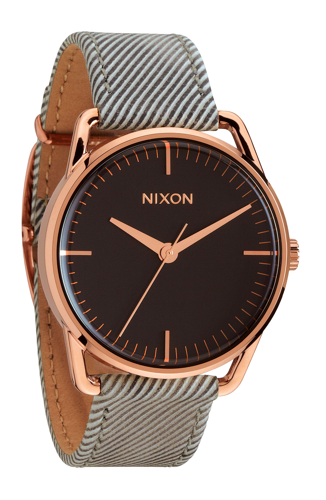 Nixon The Mellor Pinstripe Leather Strap Watch in Gold for ...