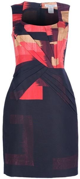 Oscar de la Renta Block Print Fitted Dress - Lyst