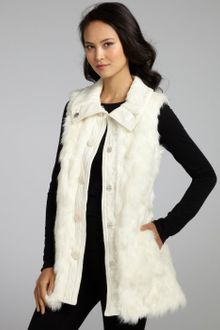 Via Spiga White Faux Fur Roberta Belted Vest - Lyst