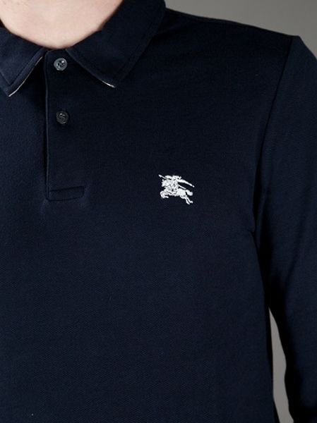 Burberry Brit Long Sleeve Polo Shirt in Blue for Men | Lyst