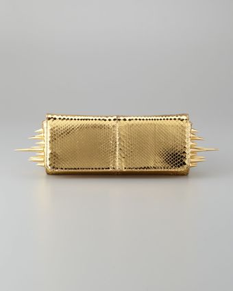 Christian Louboutin Marquise Metallic Python Clutch Bag Gold - Lyst