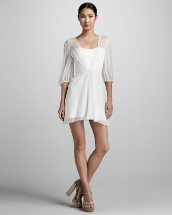 Pamella Roland Sheer Chiffon Cocktail Dress - Lyst