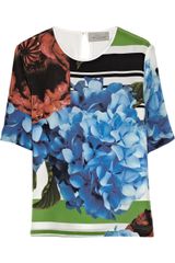 Preen Wyatt Printed Silk Crepe De Chine Top