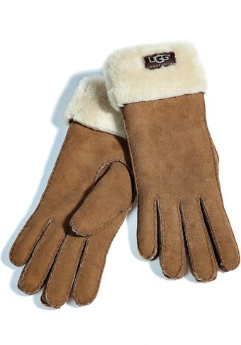 Ugg Chestnut Shearling Turn Cuff Gloves - Lyst