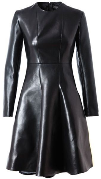 Calvin Klein Leather Skater Dress - Lyst