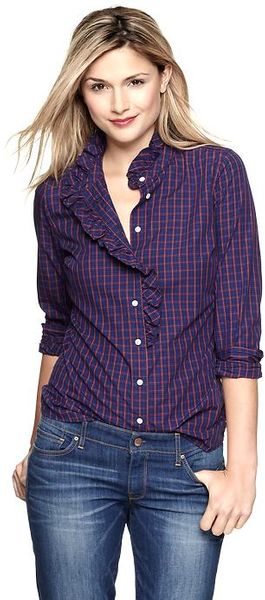 Gap Fitted Boyfriend Ruffle Shirt - Lyst