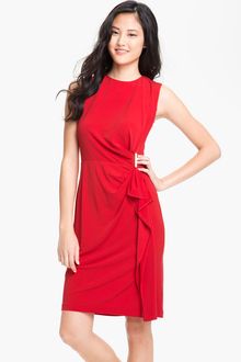 Calvin Klein Side Ruffle Jersey Sheath Dress - Lyst