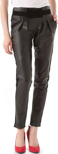 Rebecca Minkoff Leather Combo Pleated Pants - Lyst