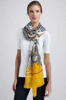 Roberto Cavalli Hera Printed Silk Scarf - Lyst