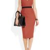 Victoria Beckham Belted Stretch Woolblend Dress in Red - Lyst