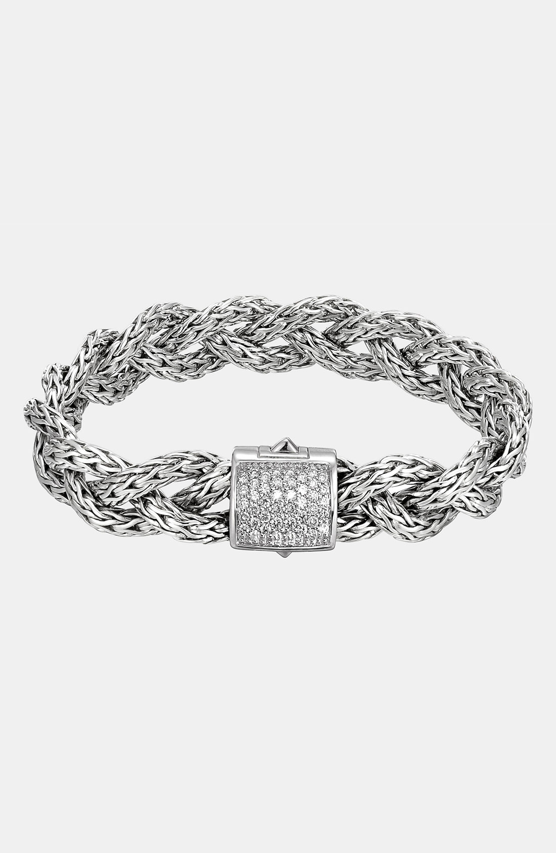 John Hardy Classic Chain Small Diamond Pavé Braided Bracelet In Silver Silver Diamond Lyst 4084