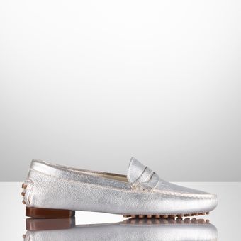 Ralph Lauren Collection Metallic Danila Goatskin Loafer - Lyst