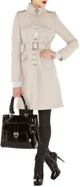 Karen Millen Ultimate Military Coat in Beige (stone) | Lyst
