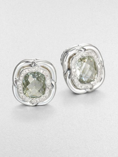 david-yurman-silver-prasiolite-diamond-sterling-silver-button-earrings ...