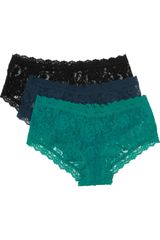 Hanky Panky Set Of Three Stretchlace Boy Shorts
