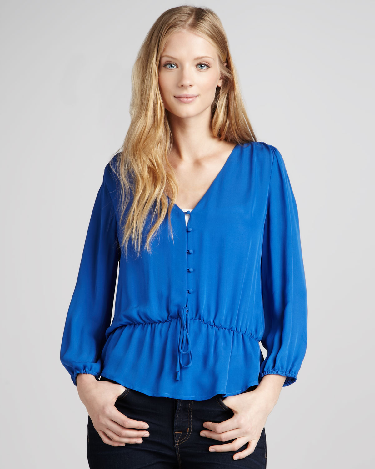 Joie Kolbi Silk Blouse In Blue | Lyst