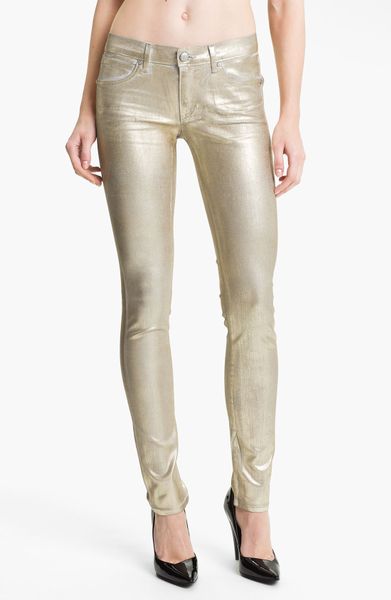 rose gold metallic jeans