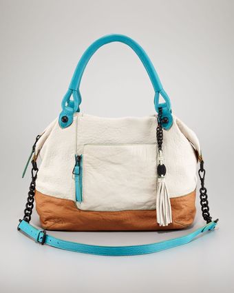 Olivia Harris Colorblock Trapezoid Lambskin Satchel Bag - Lyst