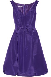 Oscar de la Renta Bow Embellished Silk Faille Dress - Lyst