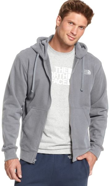 The North Face Logo Fleece Full Zip Hoodie in Gray for Men (heather