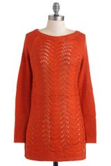 ModCloth Bountiful Harvest Sweater in Pumpkin