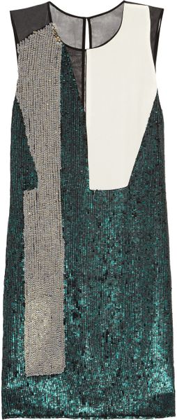 3.1 Phillip Lim Sequined Silk Dress in Green (cream) - Lyst