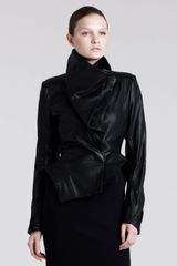 Ann Demeulemeester Asymmetric Leather Peplum Jacket