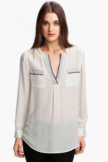 Joie Mystic Contrast Trim Silk Shirt - Lyst