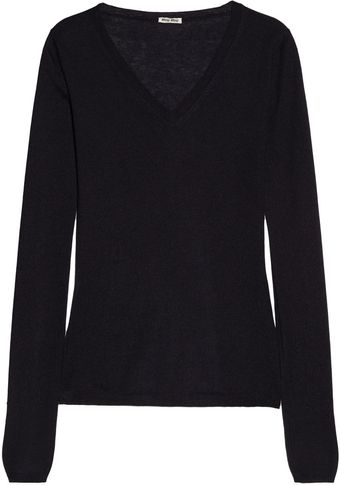 Miu Miu Cashmere and Silk Blend Sweater - Lyst