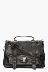 Proenza Schouler Black Leather Foldover Ps1 Messenger Bag