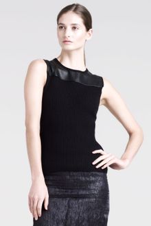 Reed Krakoff Leatheryoke Ribbed Top - Lyst
