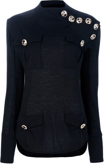 Balmain Military Wool Sweater - Lyst
