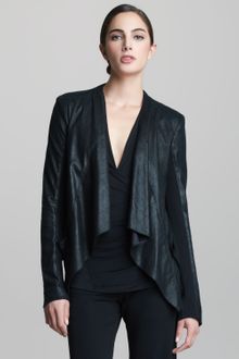 Donna Karan New York Lambskin Leather Drape Jacket - Lyst