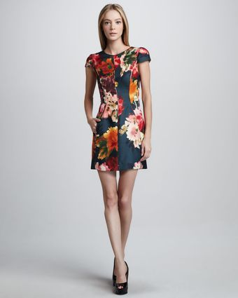 J. Mendel Floral print Capsleeve Sheath Dress - Lyst