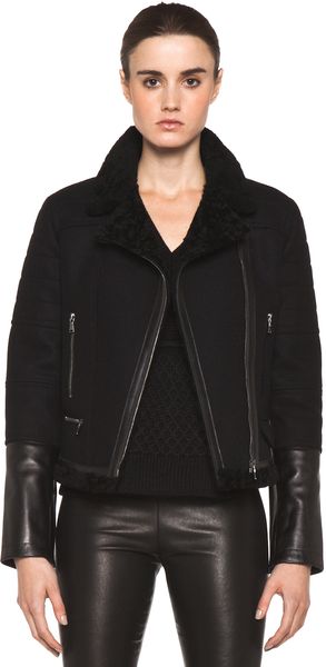 Neil Barrett Shearling Biker Jacket in Black - Lyst