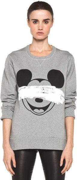 Neil Barrett Mickey Print Sweatshirt in Smoke Melange Black - Lyst
