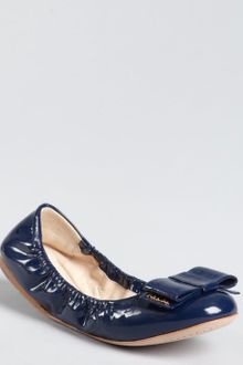 Prada Royal Patent Leather Large Bow Ballet Flats - Lyst