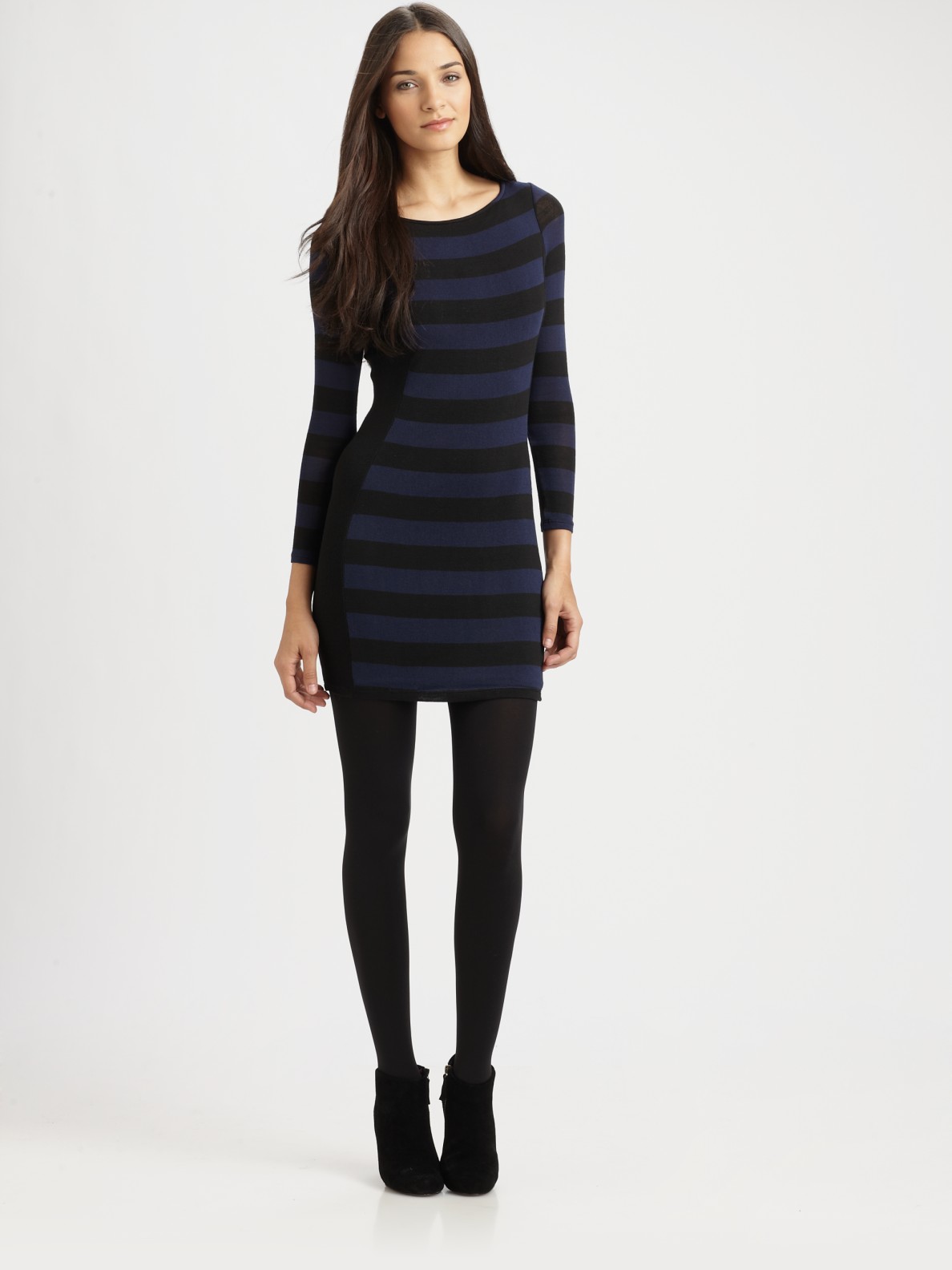 Red Haute Striped Bodycon Sweater-dress in Blue (navy) | Lyst