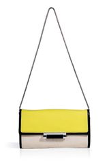 Diane Von Furstenberg Citrinesoft Sandblack Leather Gracie Clutch
