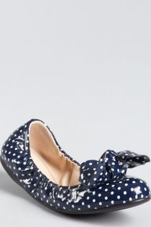 Prada Patent Leather Polka Dot Bow Detail Ballet Flats - Lyst