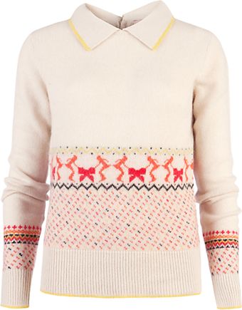 Ted Baker Ted Baker Vania Fairisle Collar Knitted Jumper Beige - Lyst