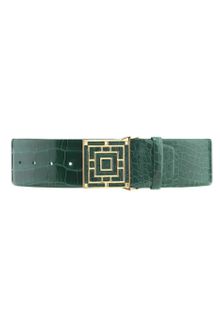 Oscar de la Renta Square Buckle Inlay Belt - Lyst