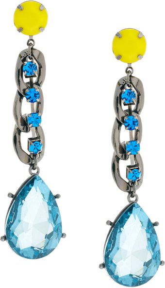 Asos Curb Chain Gem Drop Earrings - Lyst